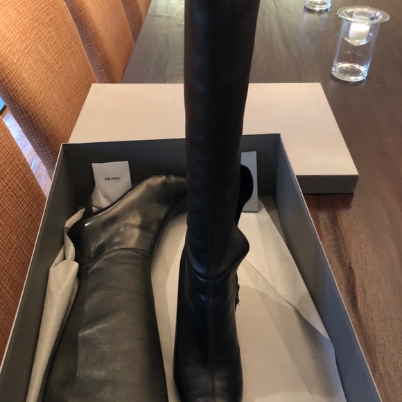 Prada Calzature Donna Nappa Stretch Boots-size 8.5 - Picture 2 of 5